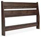 Light brown wood panel headboard with three horizontal slat panels