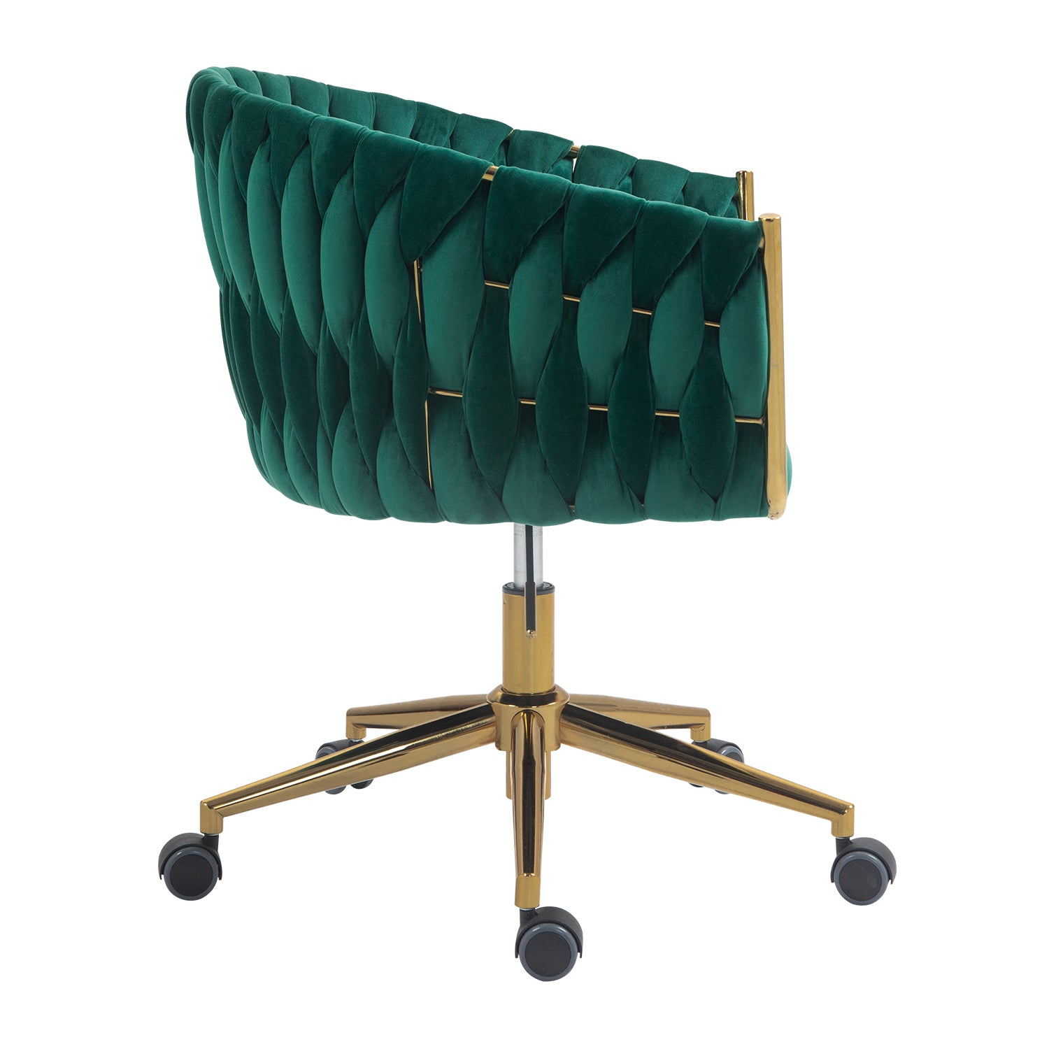 Modern Handwoven Office Chair w/ Wheels, Green