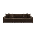 Dark brown 3-piece sectional sofa with 4 throw pillows and three seat sections