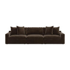 Dark brown 3-piece sectional sofa with 4 throw pillows and three seat sections