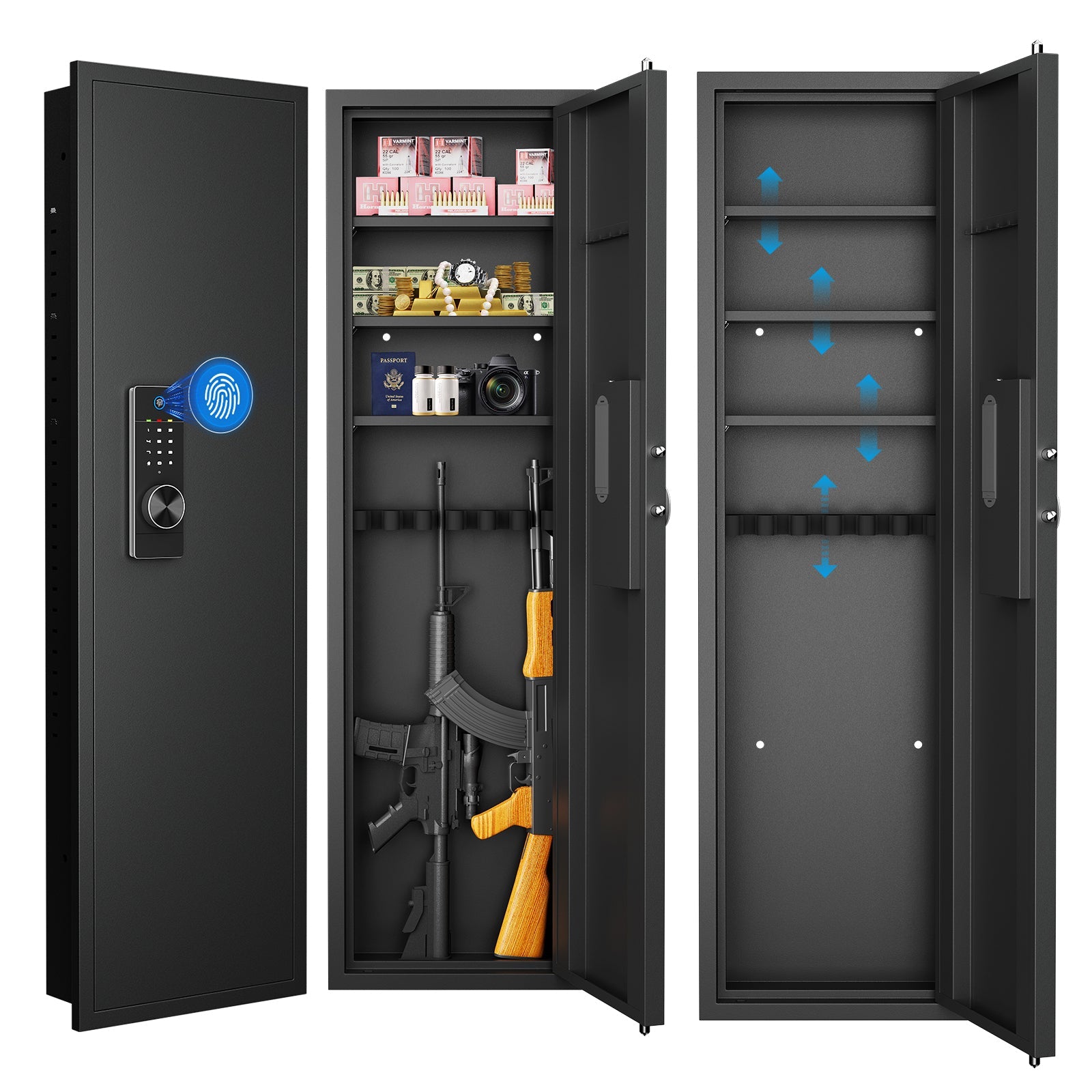 53" Fingerprint In-Wall Safe - Hidden Gun Safe-American Furniture Outlet