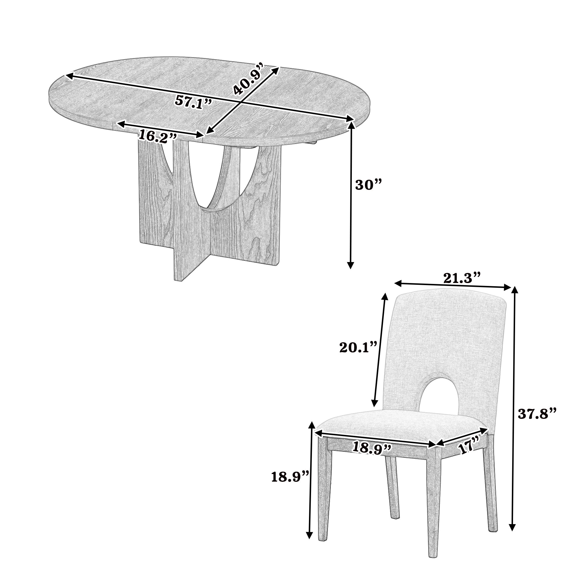 5-Piece Round Extendable Dining Table Set