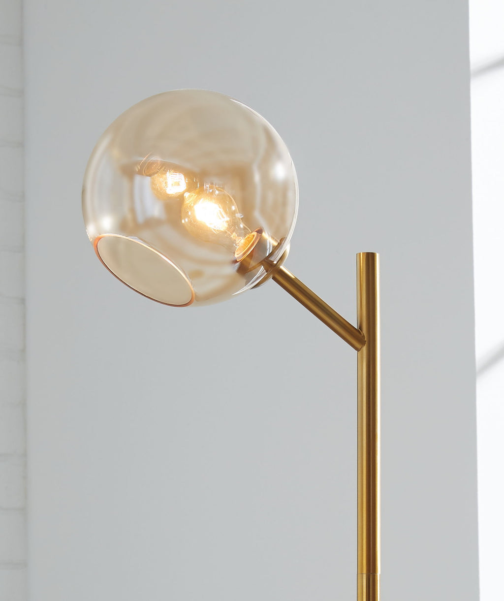 Abanson - Metal Floor Lamp  - Amber / Gold Finish