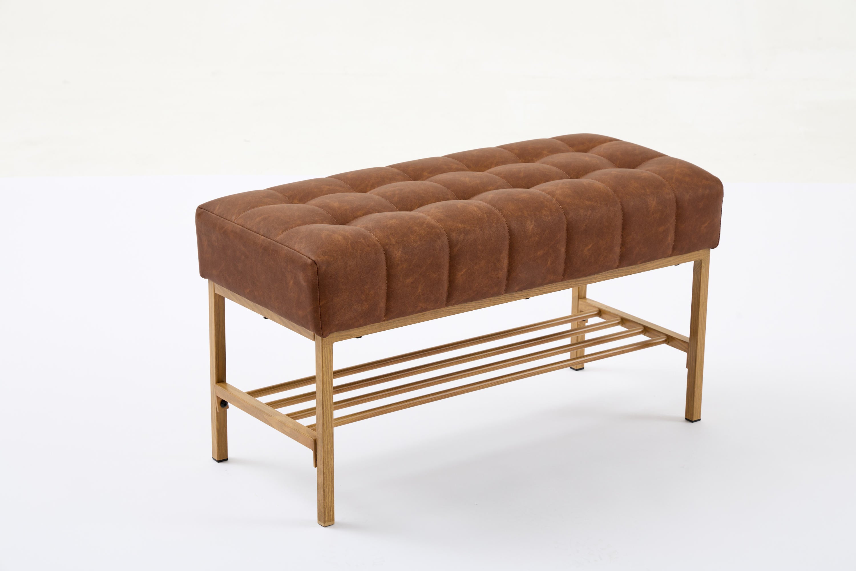 Retro Bed Bench w/ Shelf, 300 LB