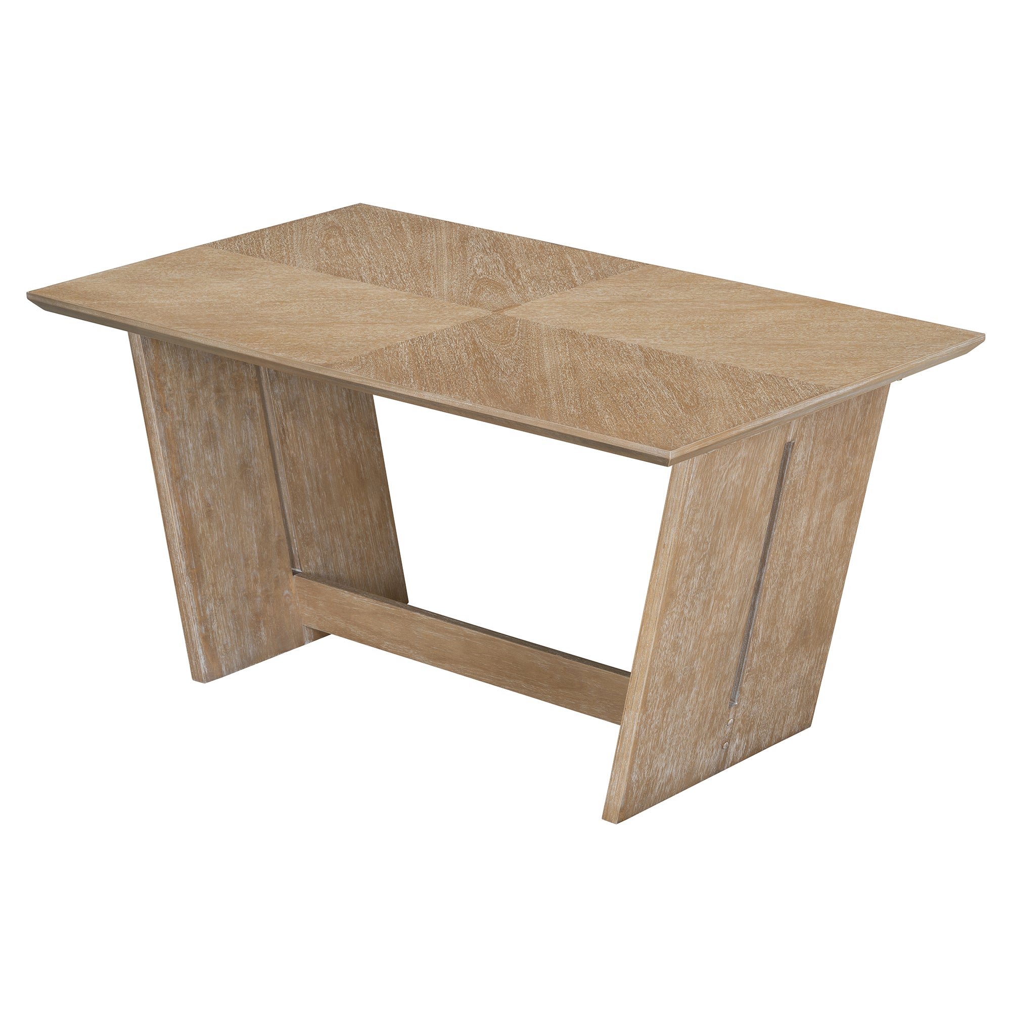 6-Pc Retro Dining Set w/ Bench - Natural Wood