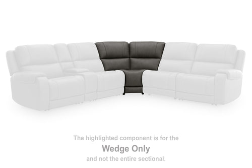 5Z-Harrenhurst wedge-only anchor component in dark gray upholstery with padded back and arms.