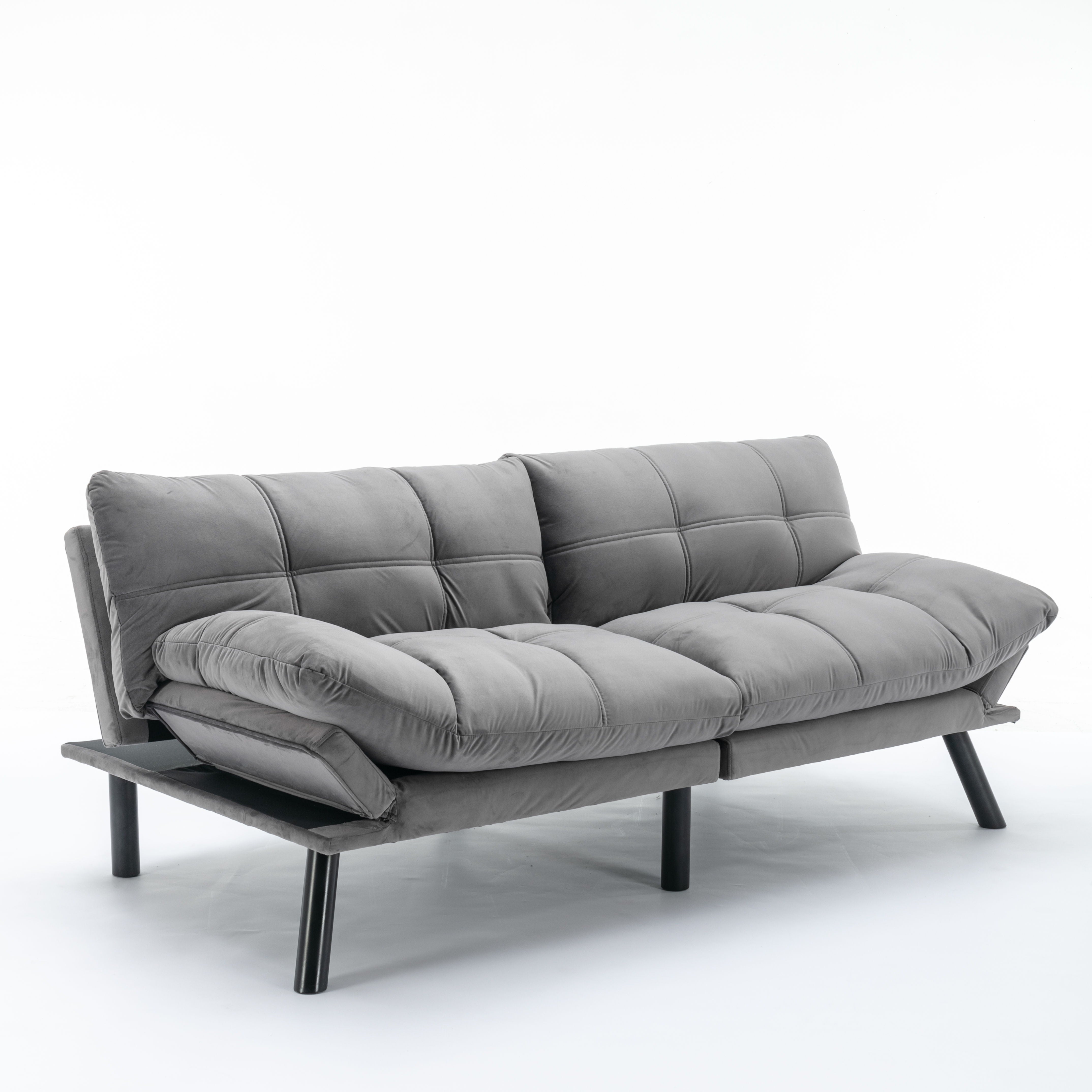 Velvet Sofa Bed - Light Grey