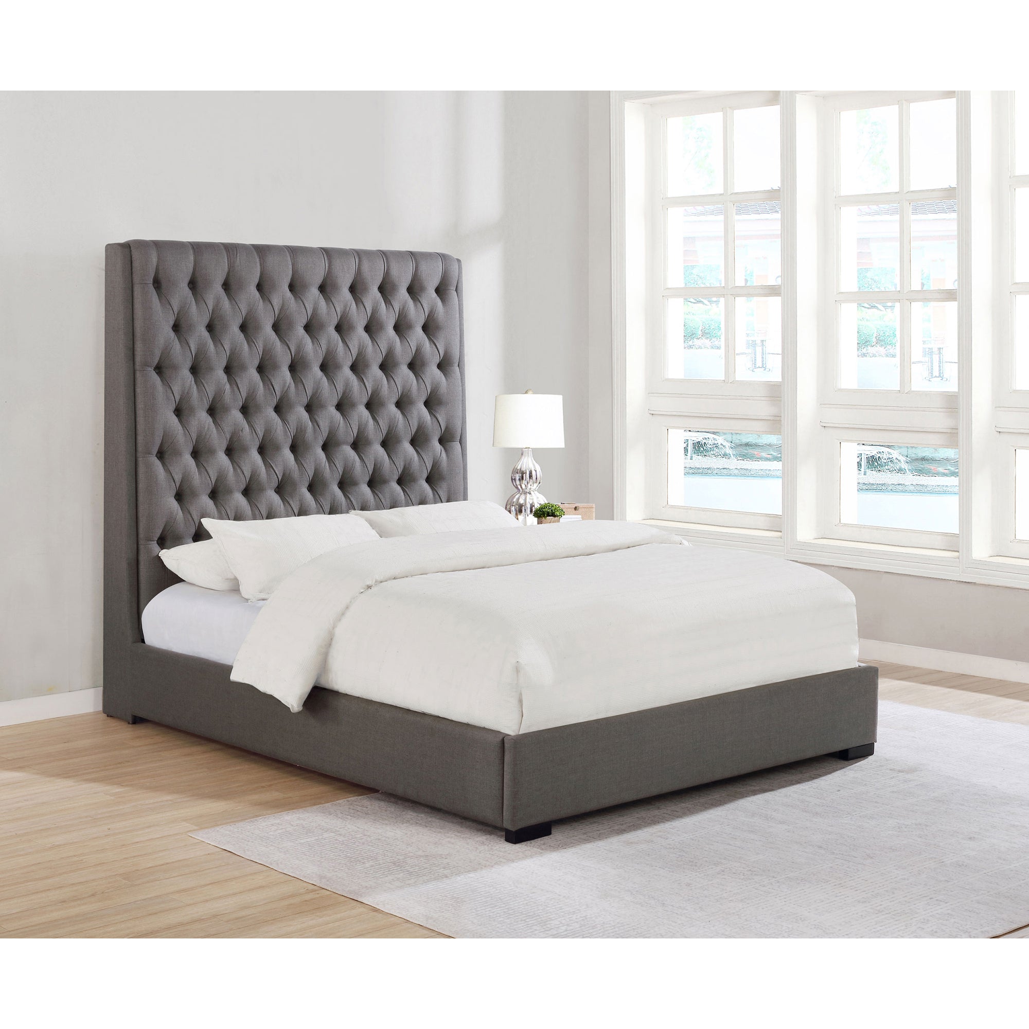 Copper Grey Tufted Upholstered Queen Panel Bed
