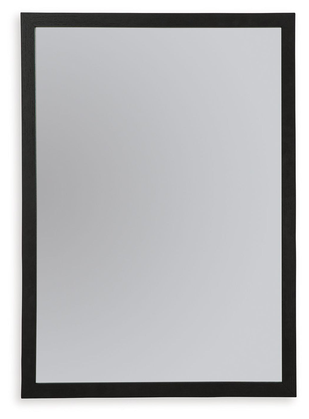Black bedroom mirror with dark border frame, vertical rectangular shape