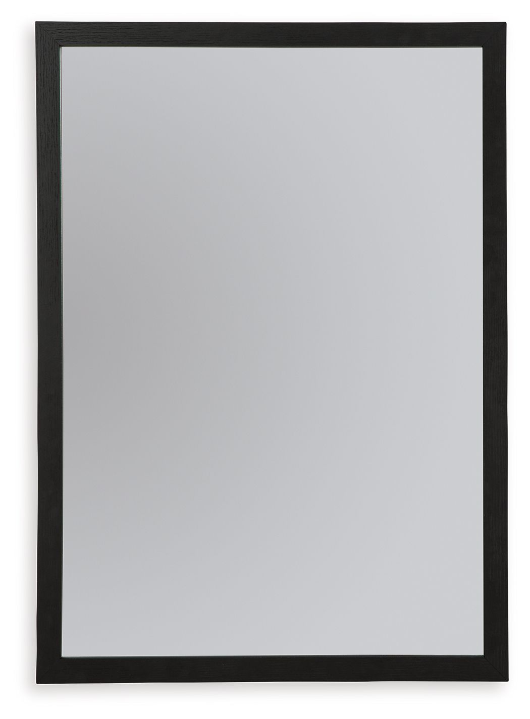 Black bedroom mirror with dark border frame, vertical rectangular shape