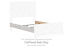 Bed rail panels, whitewash finish with vertical bars and flat top