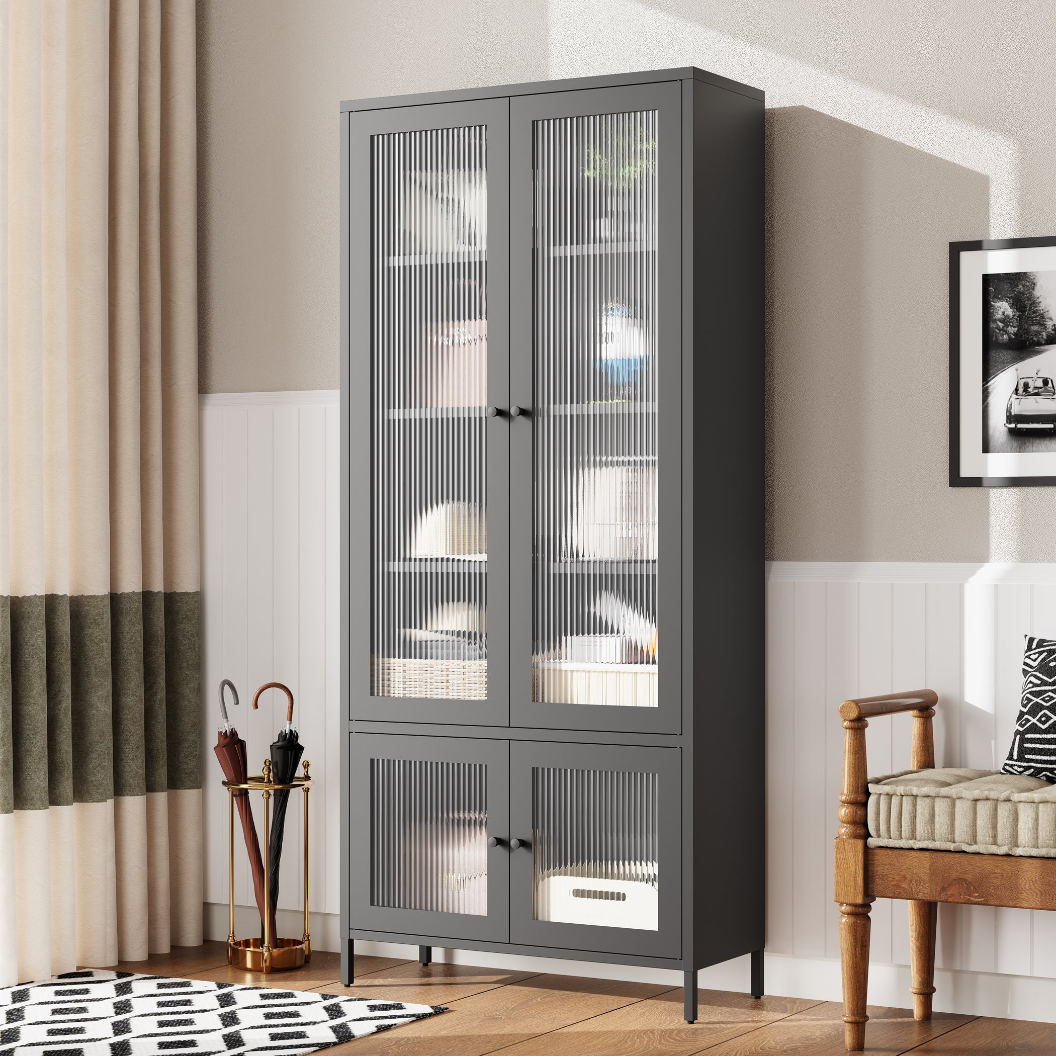 Metal Glass Display Storage Cabinet | Bookcase | Home Office