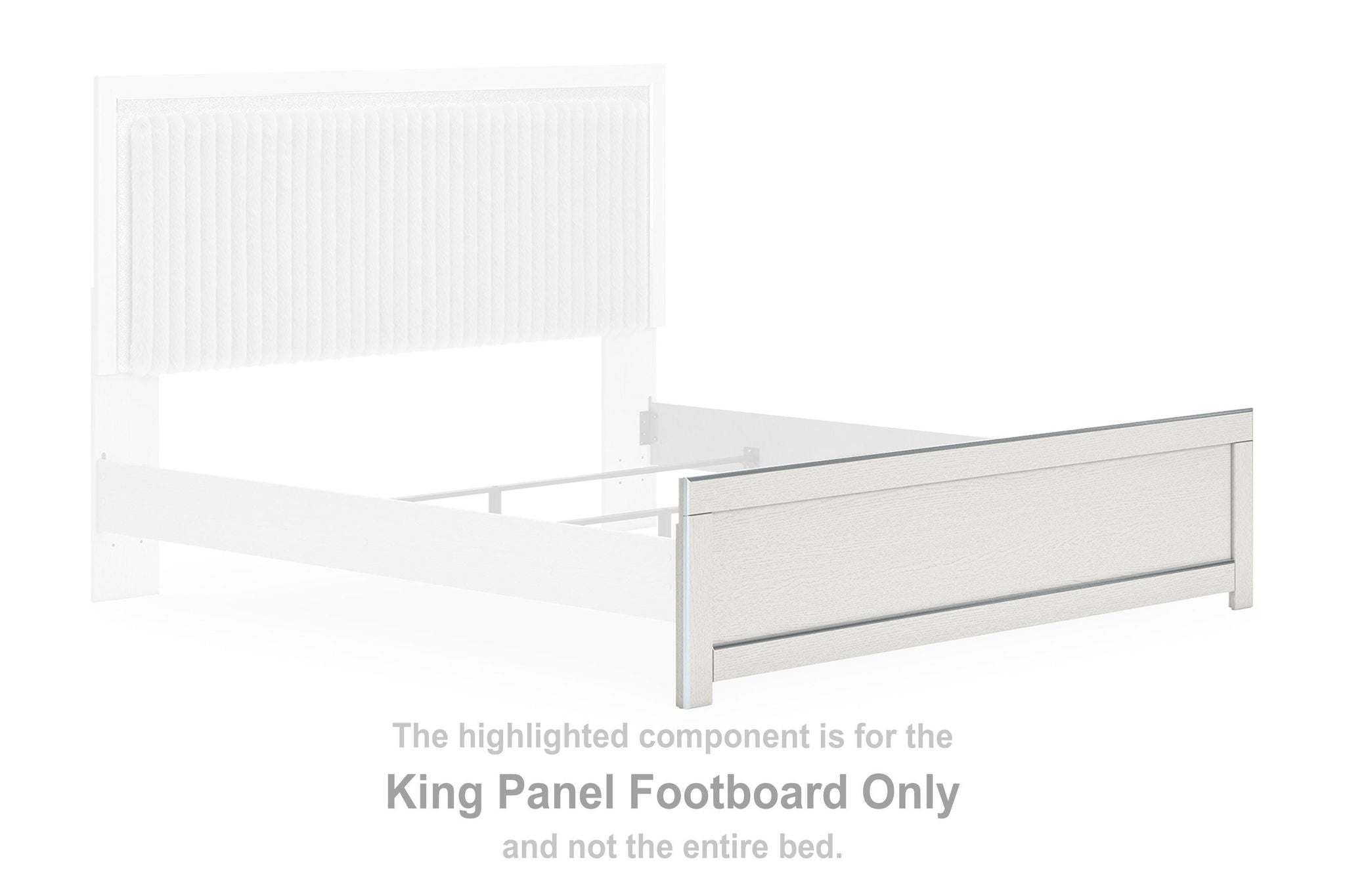 White king panel footboard with vertical paneling and low base rail