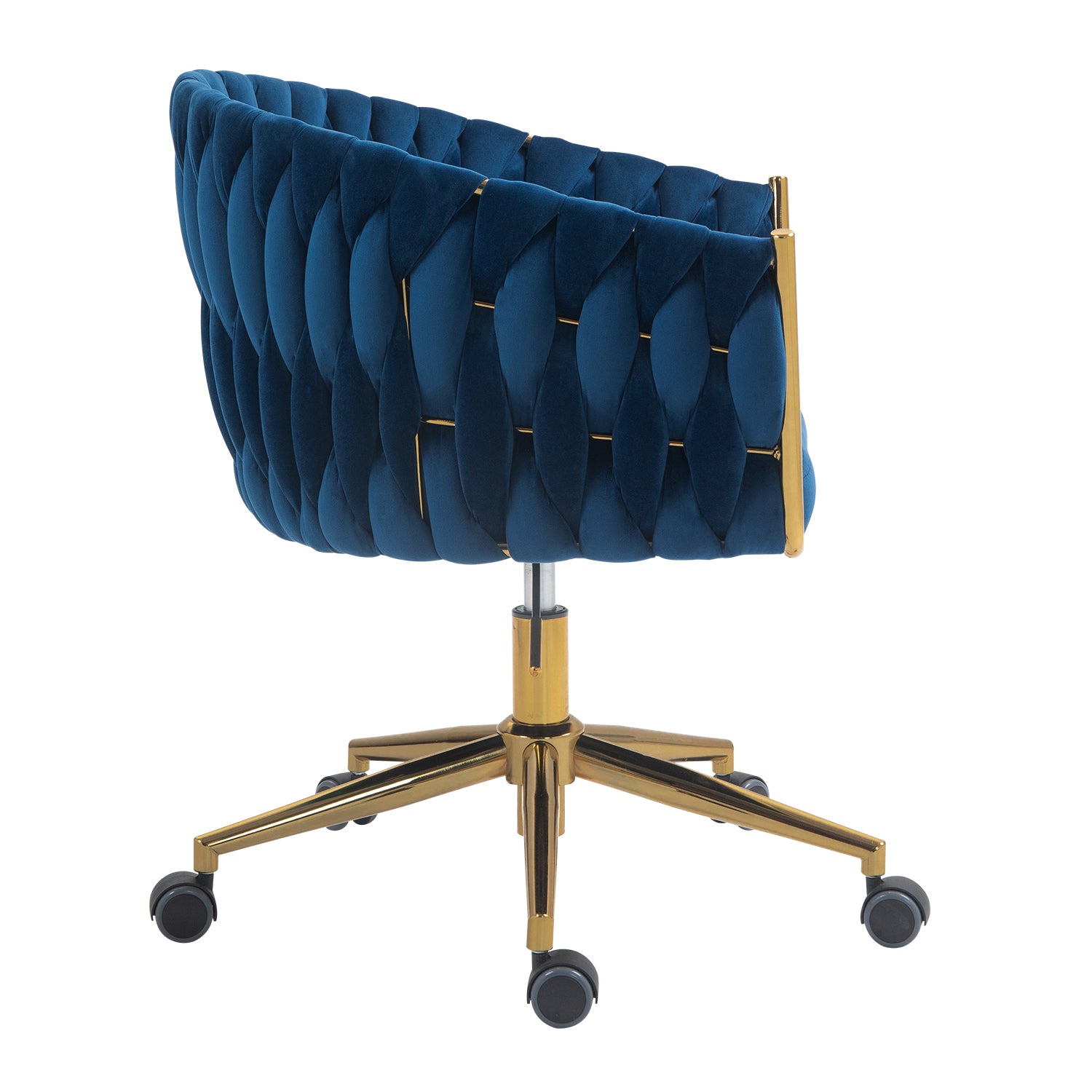 Modern Handwoven Office Chair w/ Wheels-Blue