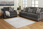Ivygail Rug in light gray, low-pile textured weave with subtle stripe detail