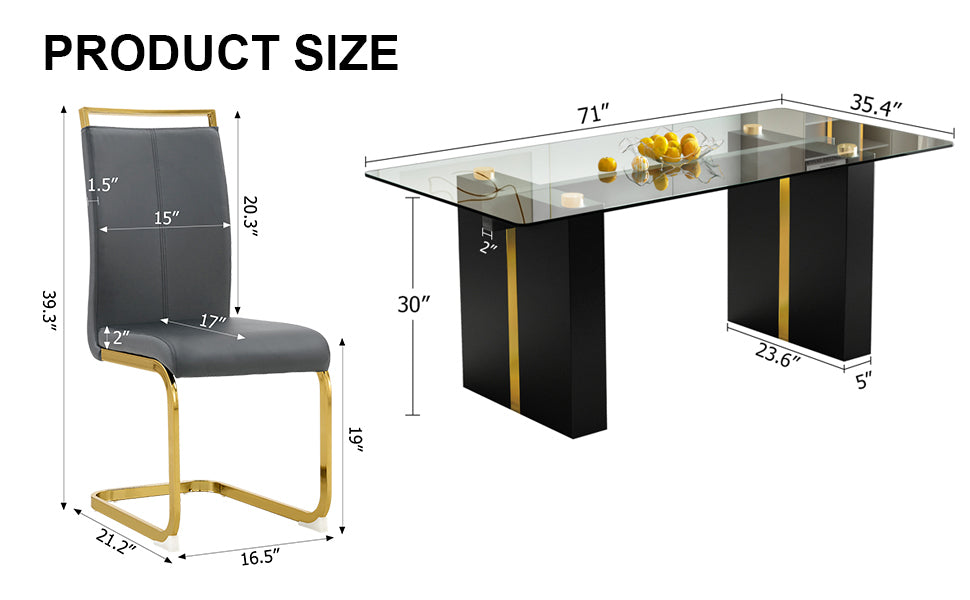 Modern Glass Dining Table Set for 6-8 People