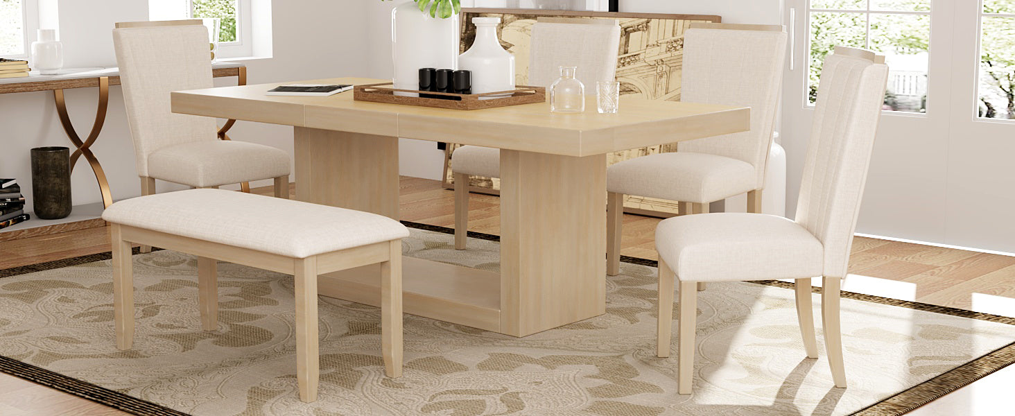 78" Extendable Dining Table Set, 6-Piece