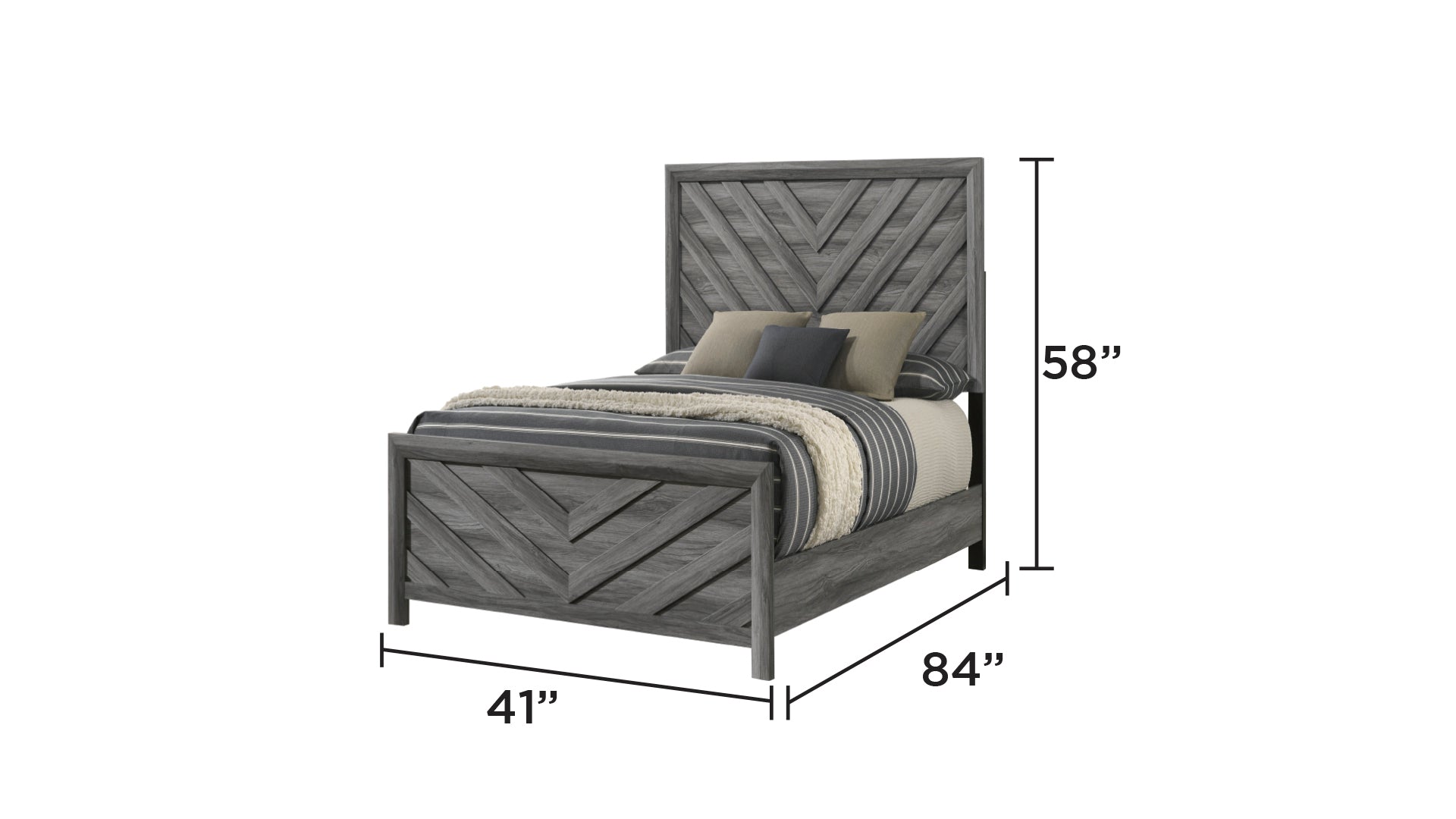 Denver Modern 4 Pc Twin Bedroom Set - Gray