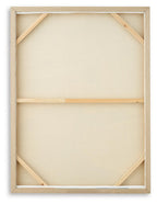 Framed wall art with blank back panel and light wood stretcher frame