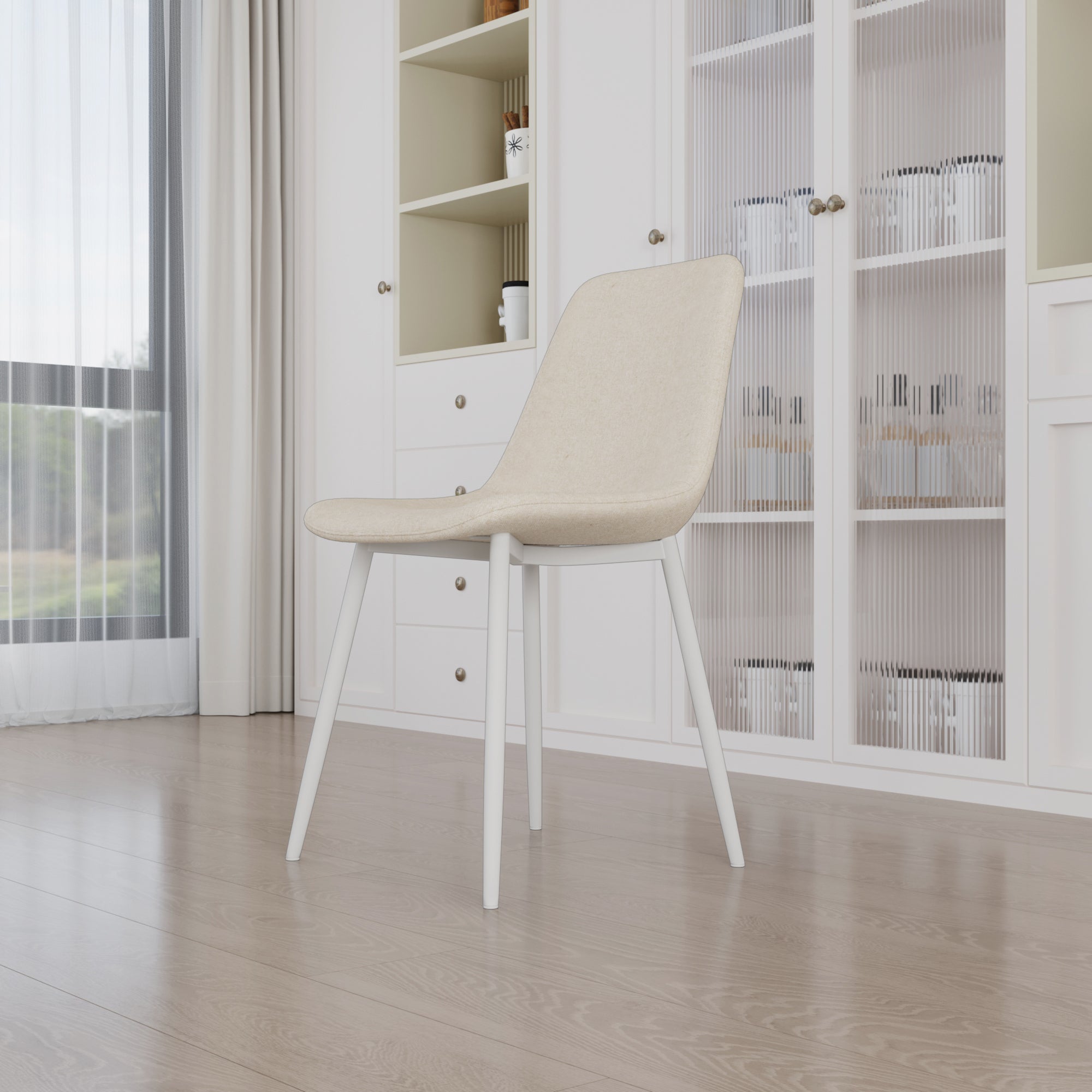 Modern Dining Table & Chairs Set - 4 Piece Cream