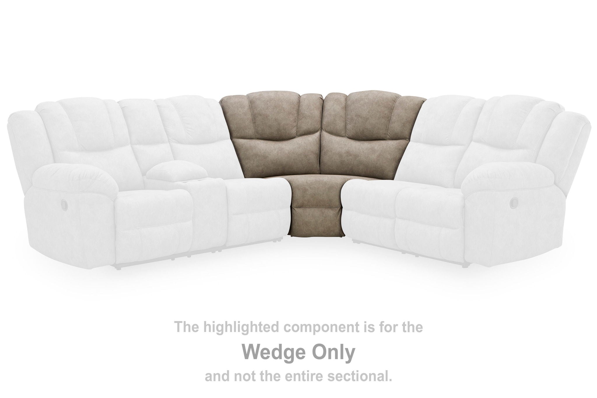 Birch wedge sofa section, light beige upholstery with padded backrest and corner seat
