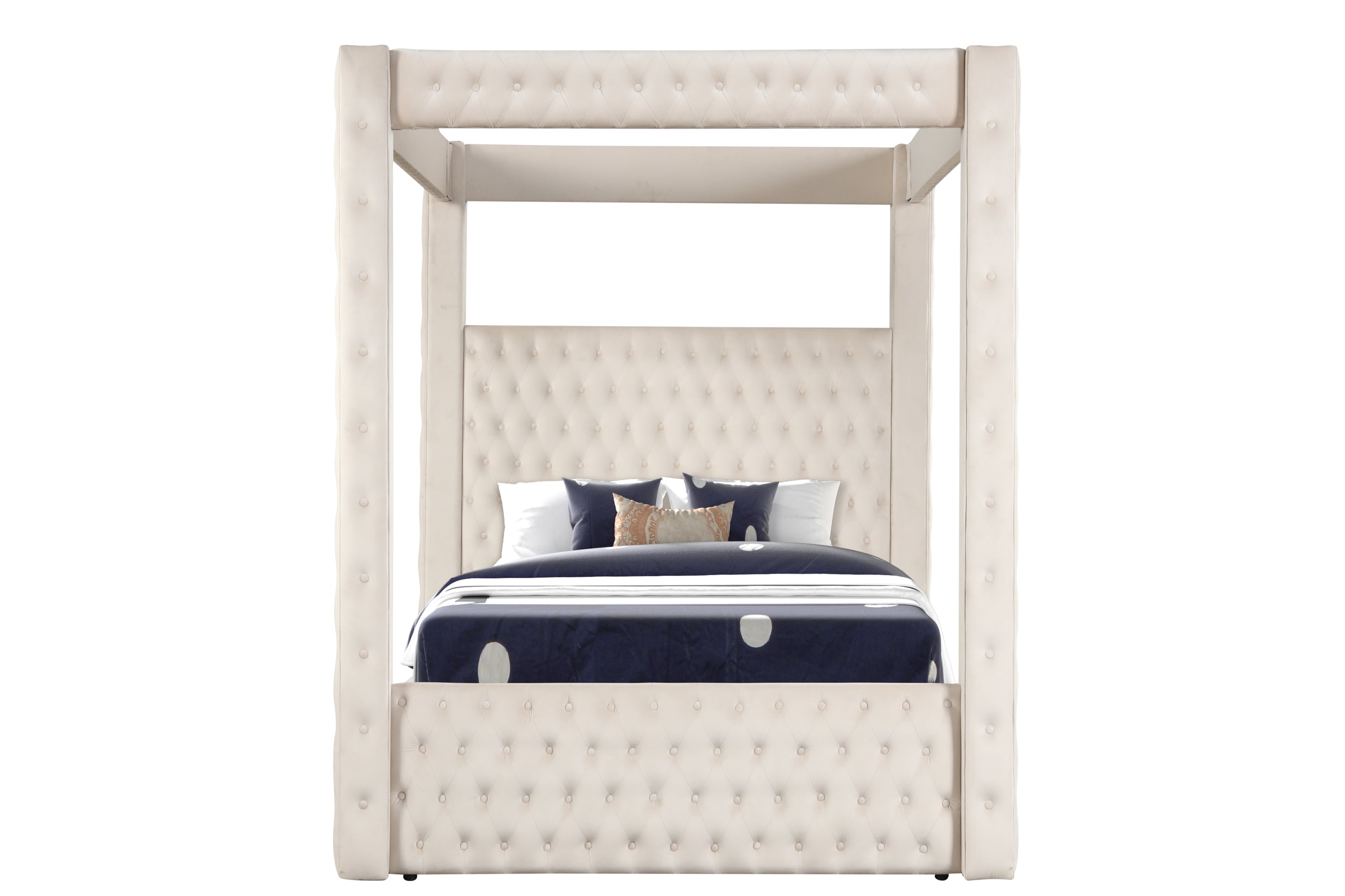 Luxury 4-Poster King Bedroom Set - Cream