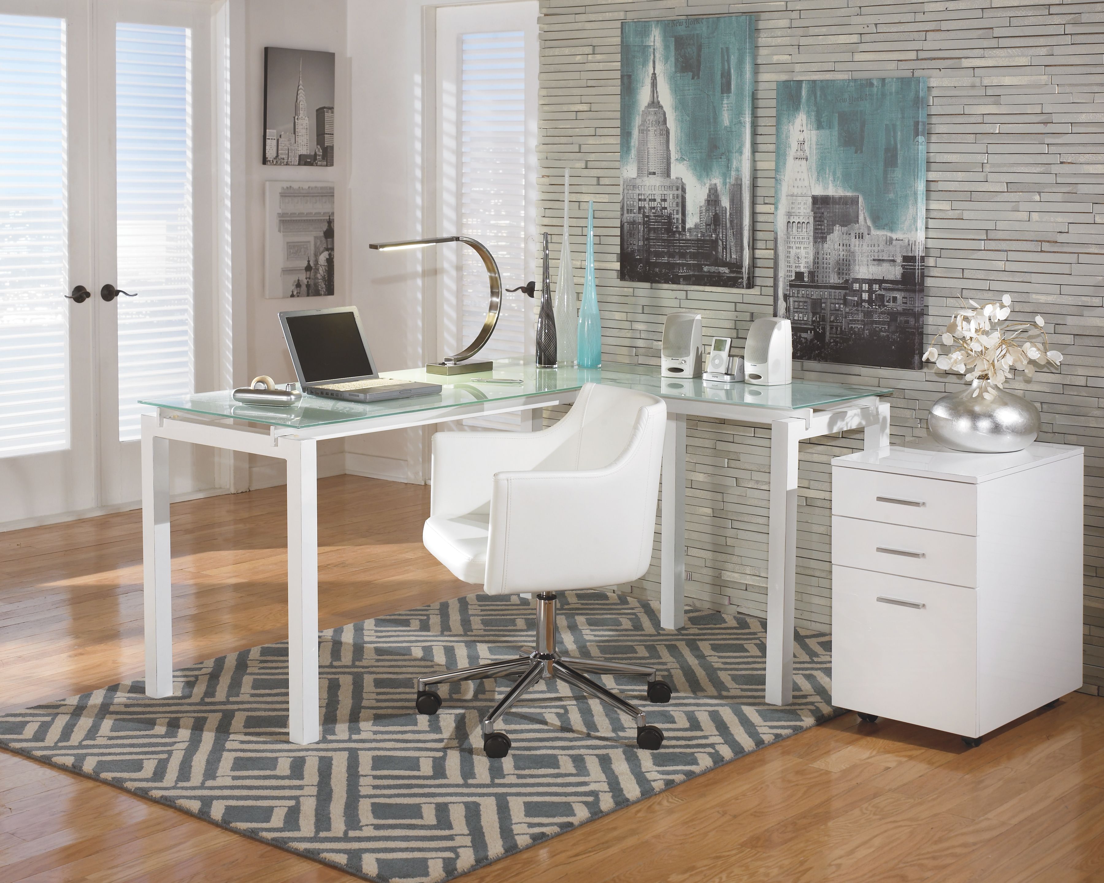 Baraga - White - L-desk