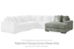 Fog corduroy corner chaise section with ribbed upholstery and two back cushions