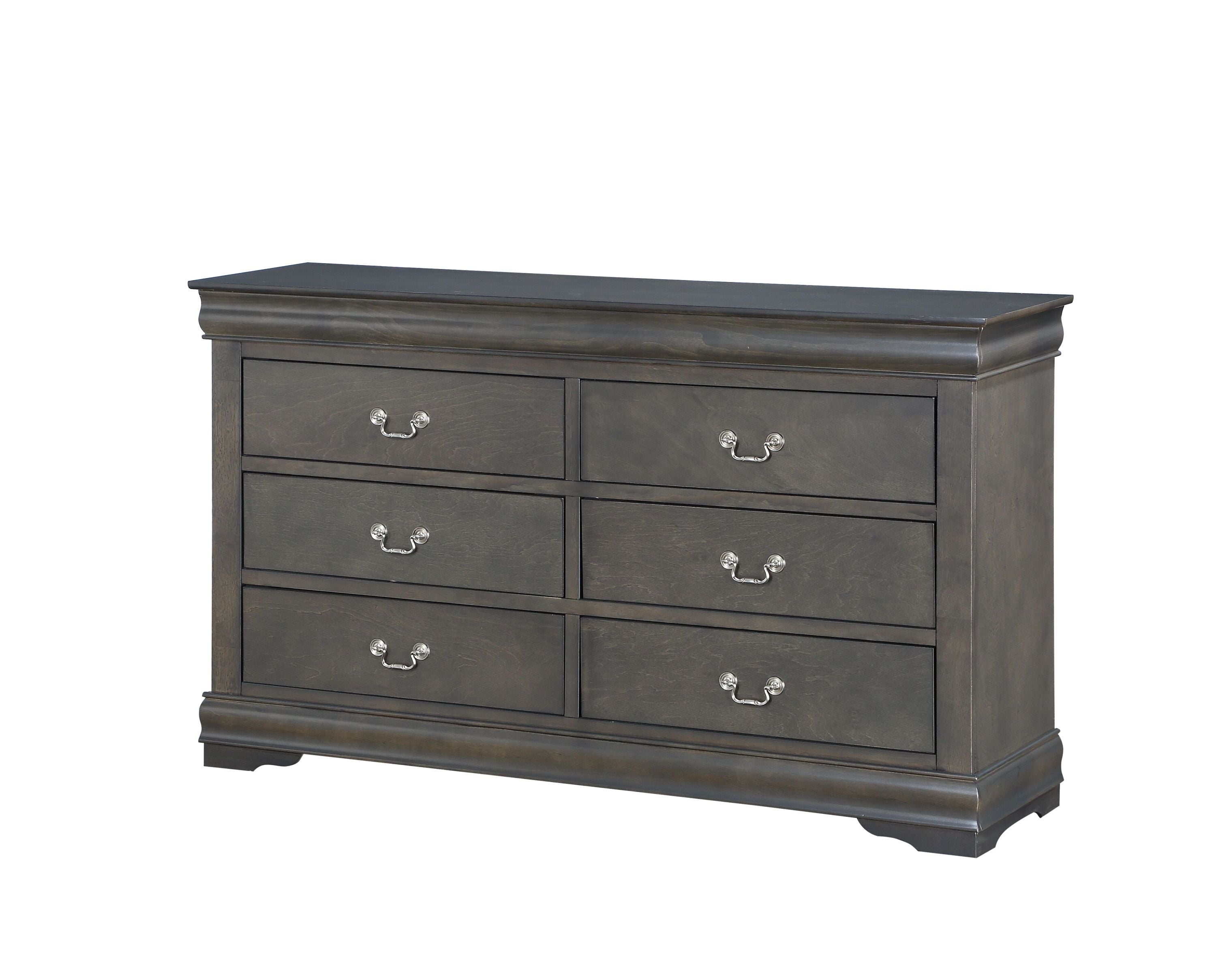 Louis Philippe Dark Gray Dresser: Elegant Bedroom Storage