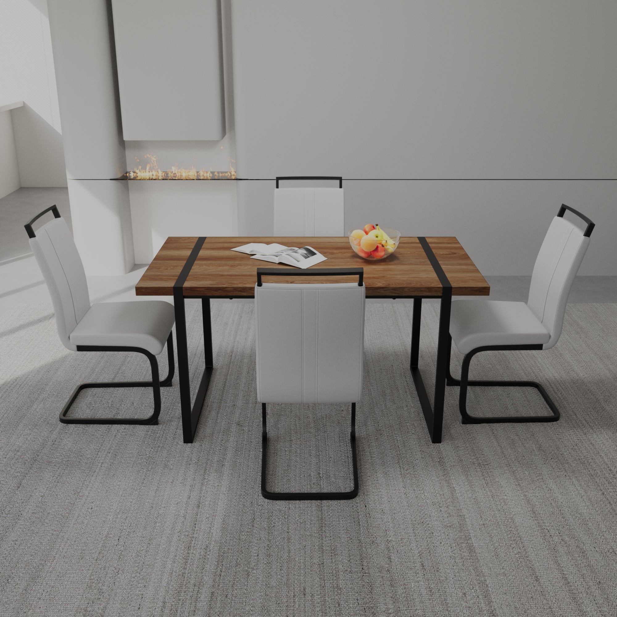 59" Rustic Industrial Dining Table Set for 4
