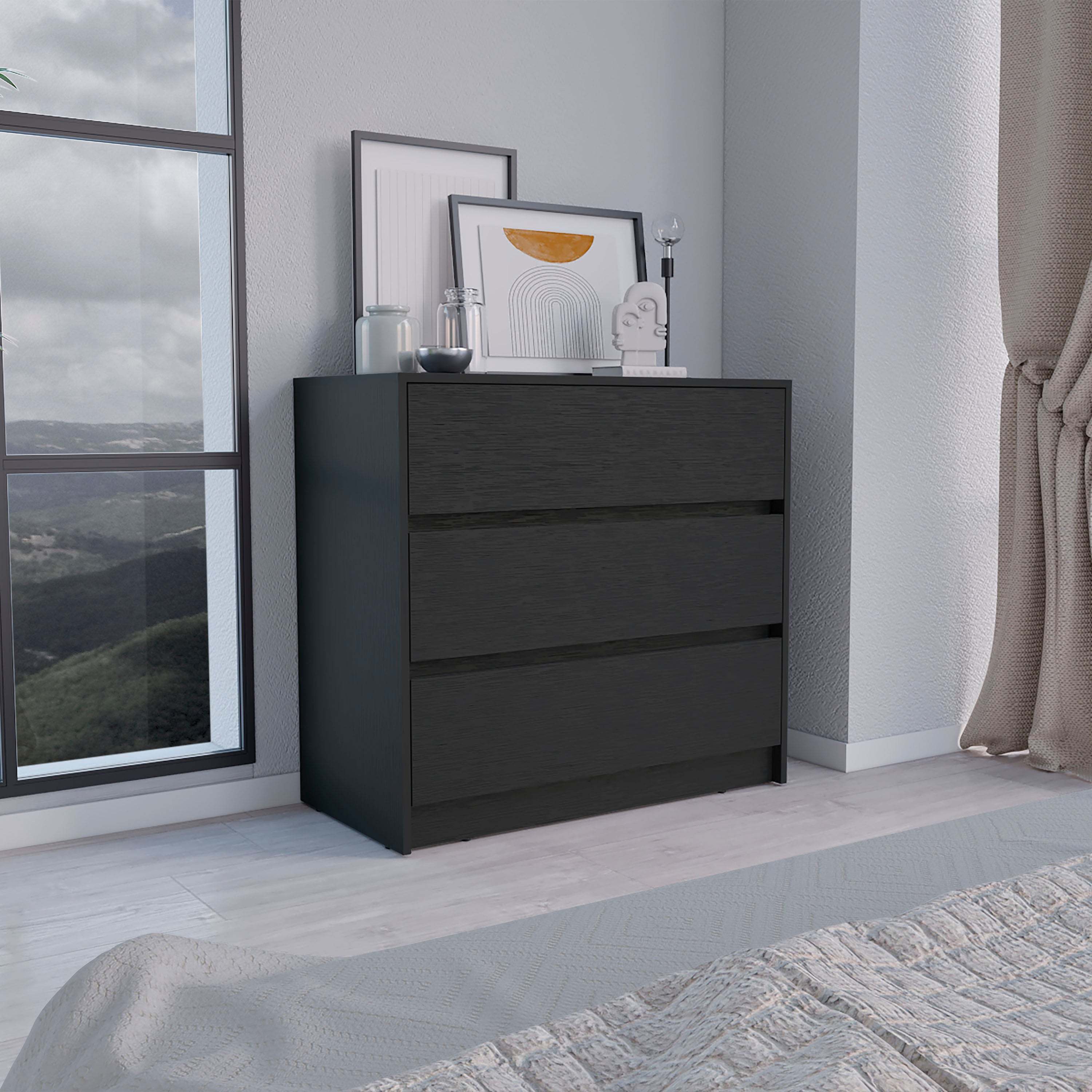 Black Dresser with 3 Drawers - 31"H