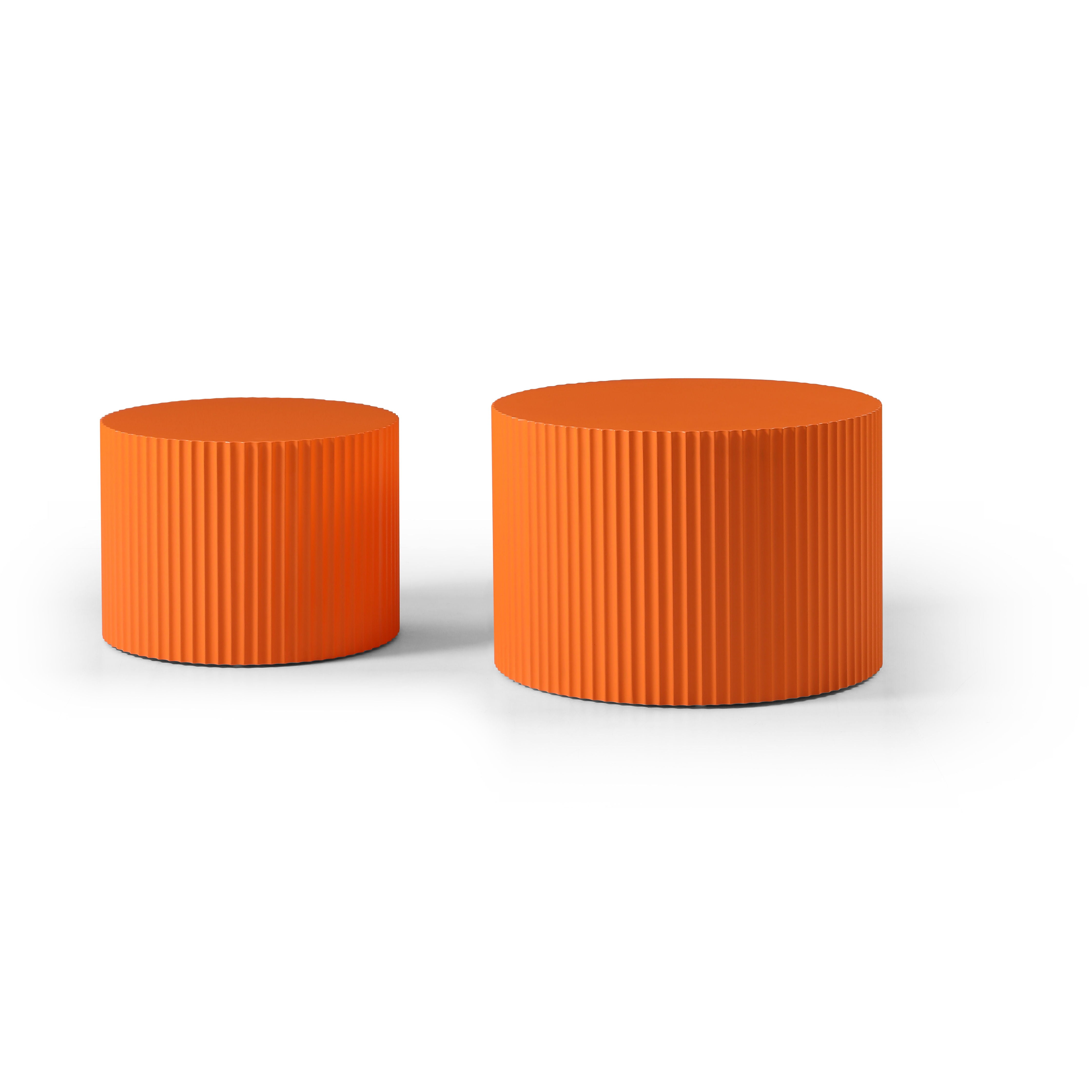 Nesting Table (Set of 2) Handcraft Round Coffee Table For Living Room / Leisure Area, Orange