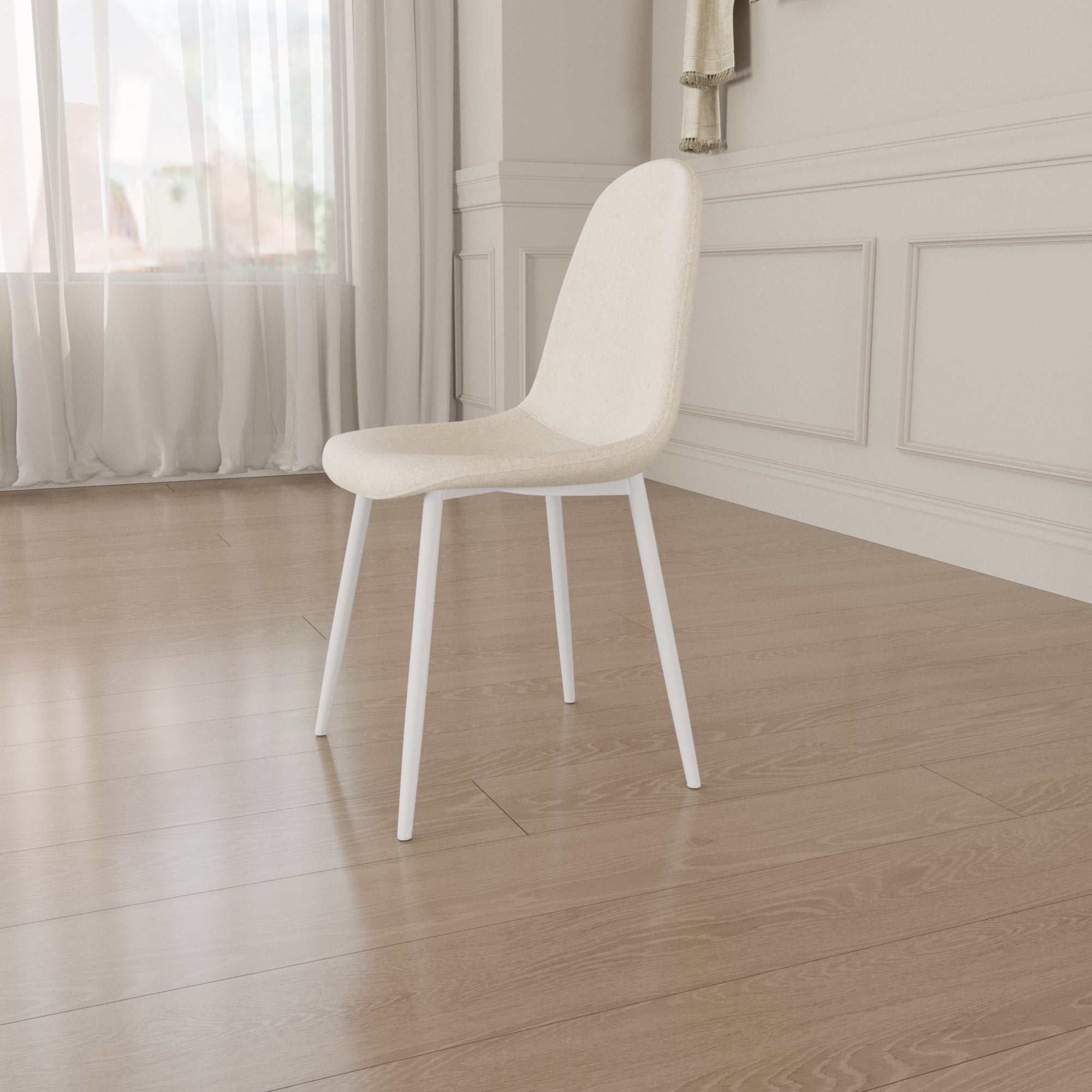 Modern Cream Dining Table & 4 Chairs Set - 63"