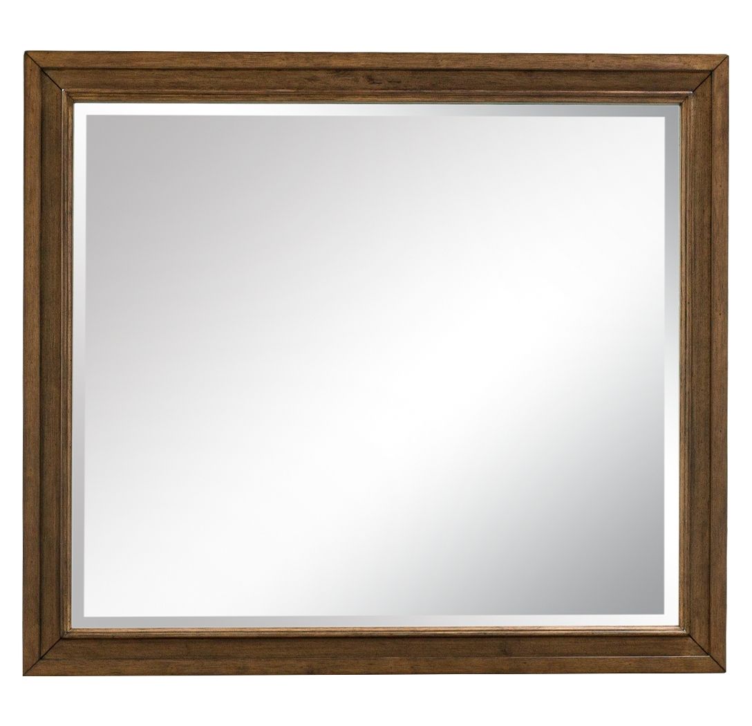 Sturlayne bedroom mirror with brown framed rectangular glass