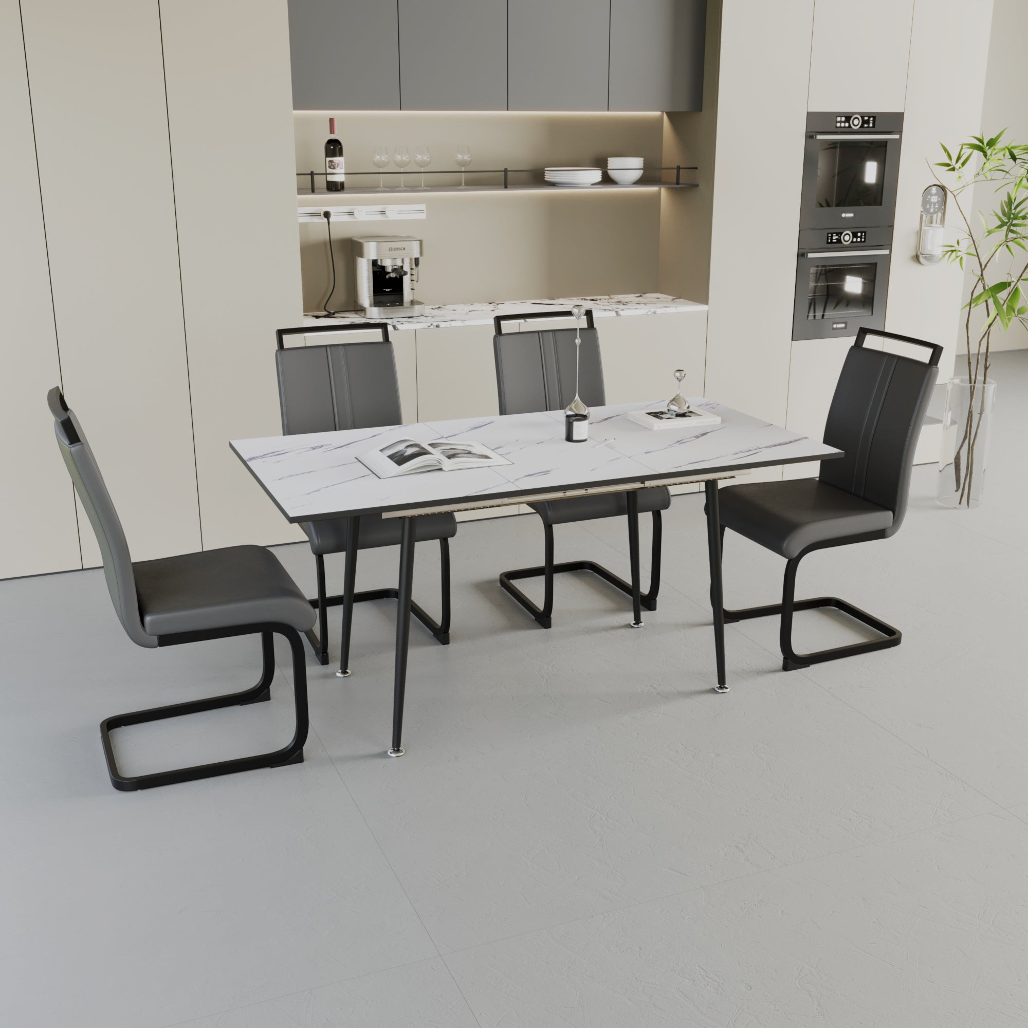 47"-63" Extendable Dining Table Set for 2-6 People