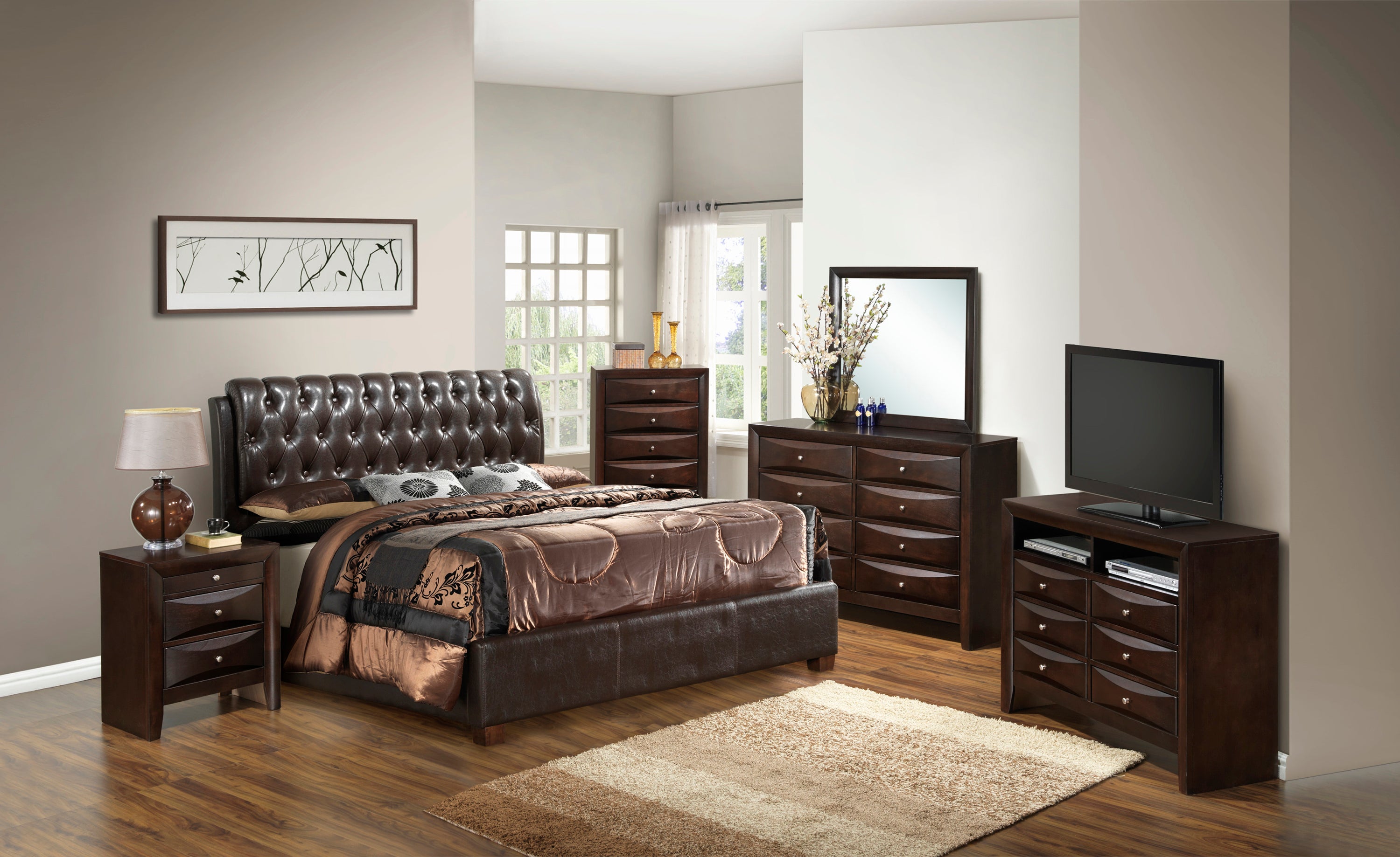 Elegant Dark Brown Wood Full Bed Frame - Sturdy & Stylish