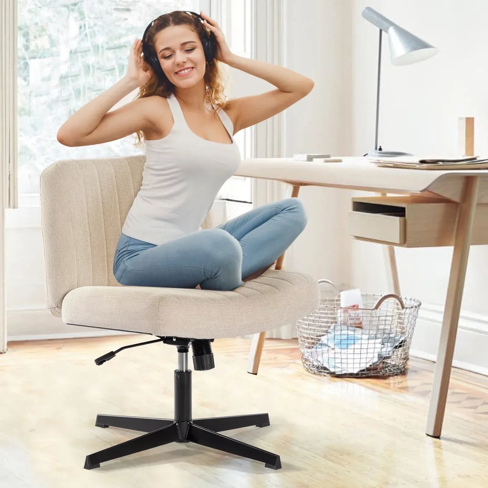 Wide & Comfy Armless Office Chair, 115° Rocking, Home & Office