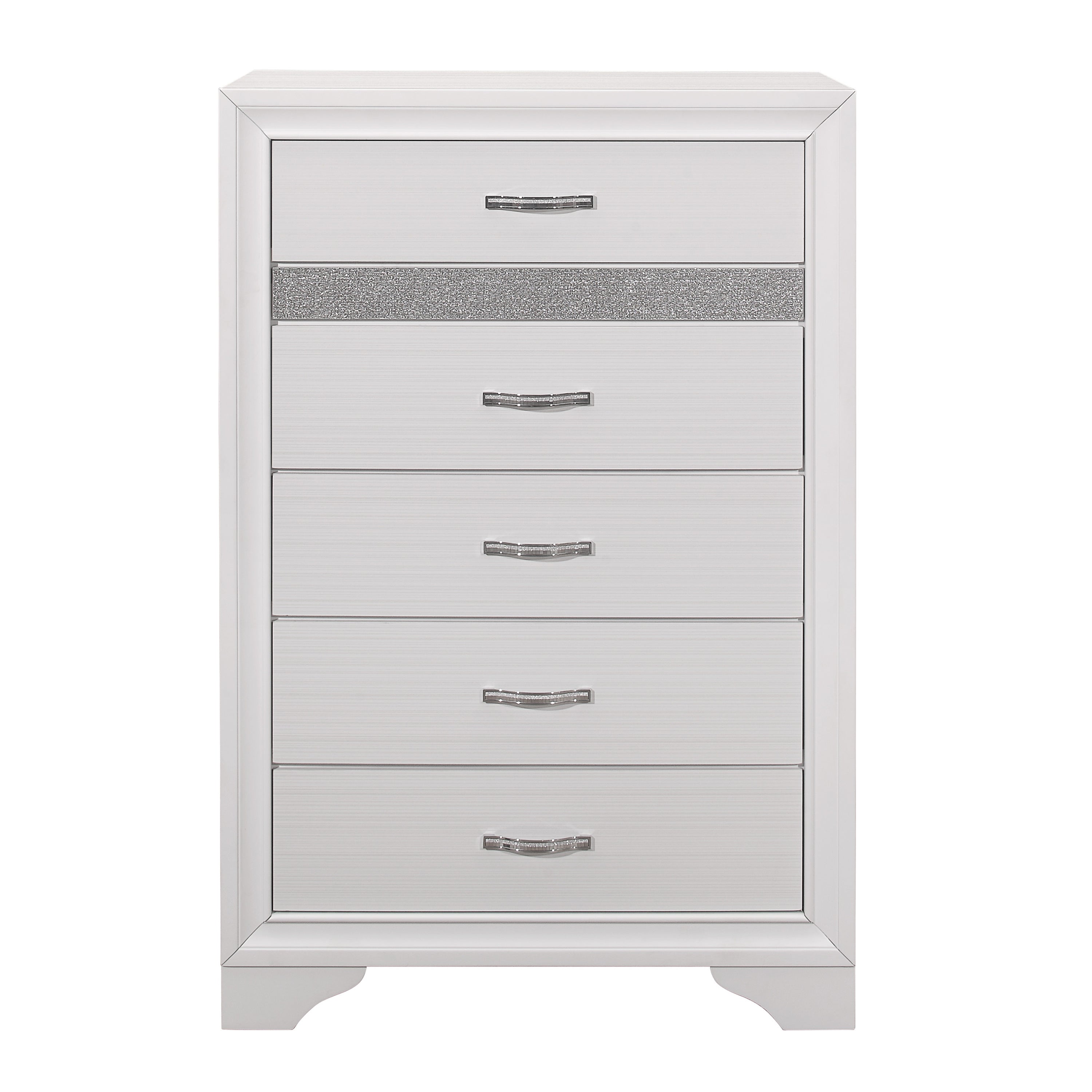 Glamorous White Chest of Drawers with Faux Crystal Pulls