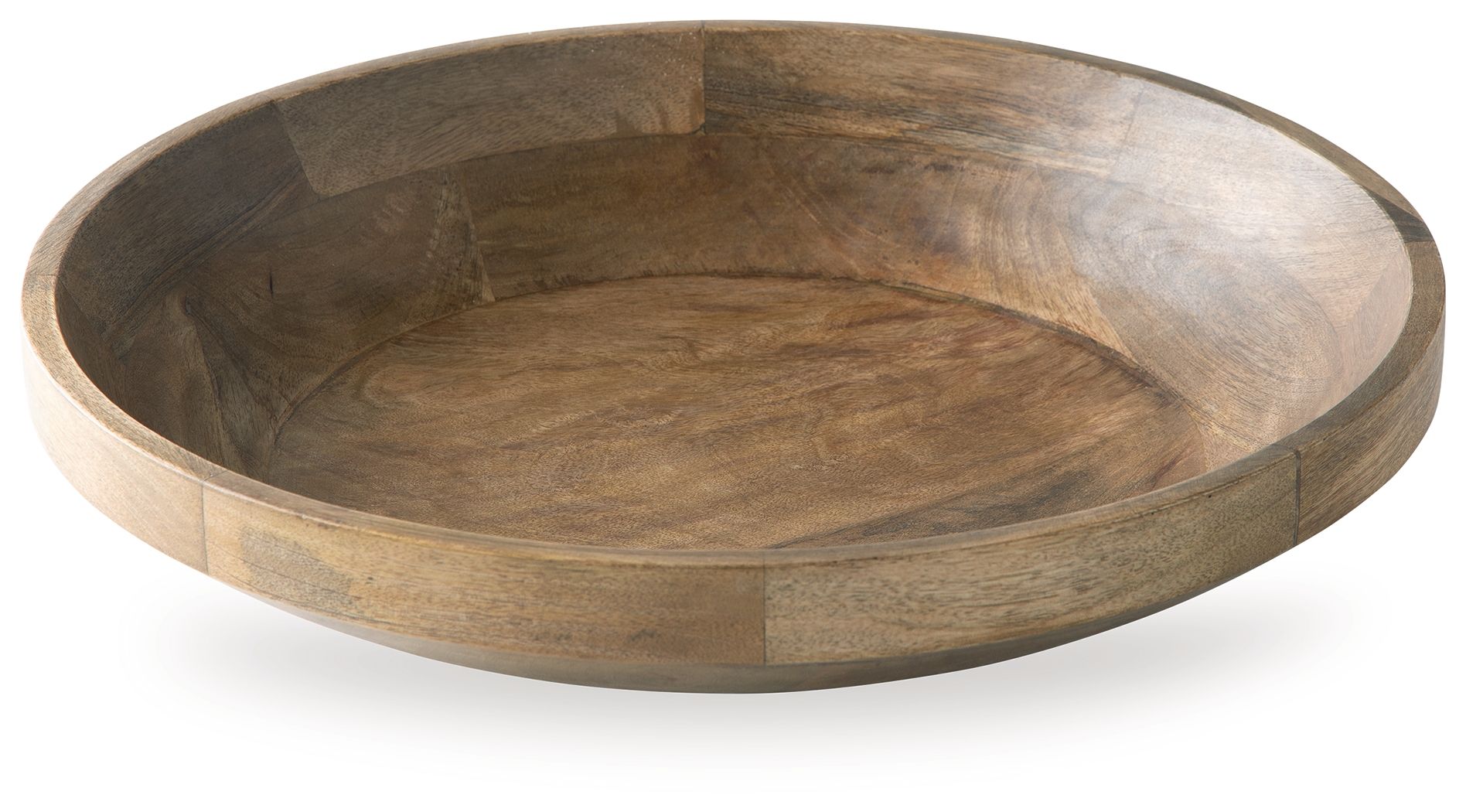 Natural brown wooden bowl, empty, with wide circular interior