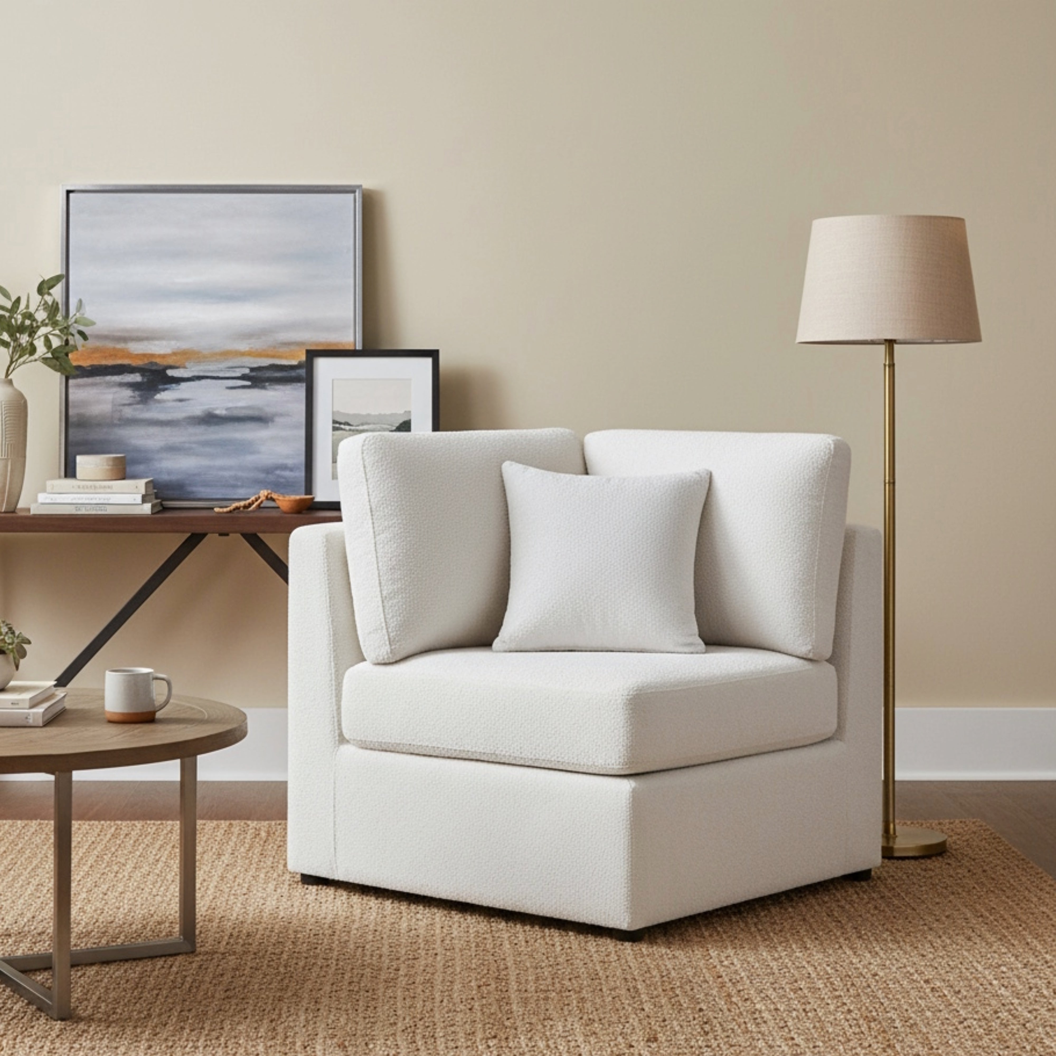 Chauncy Ivory Corner Wedge Chair