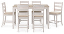 Skempton - White / Light Brown - Counter Height Dining Table And Bar Stools (Set of 7)