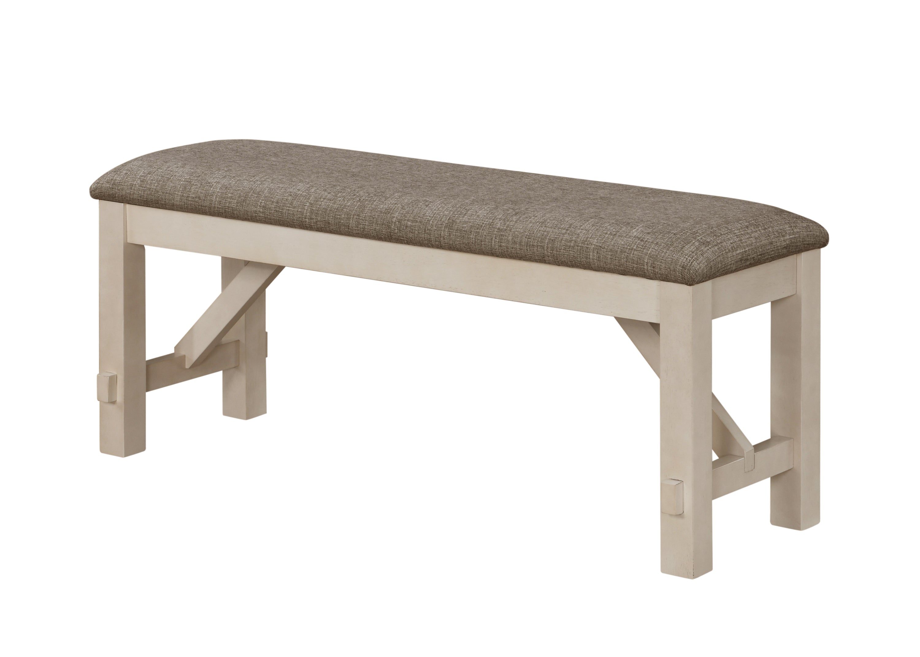 Cottage Chalk Gray Upholstered Bench - Dining & Bedroom