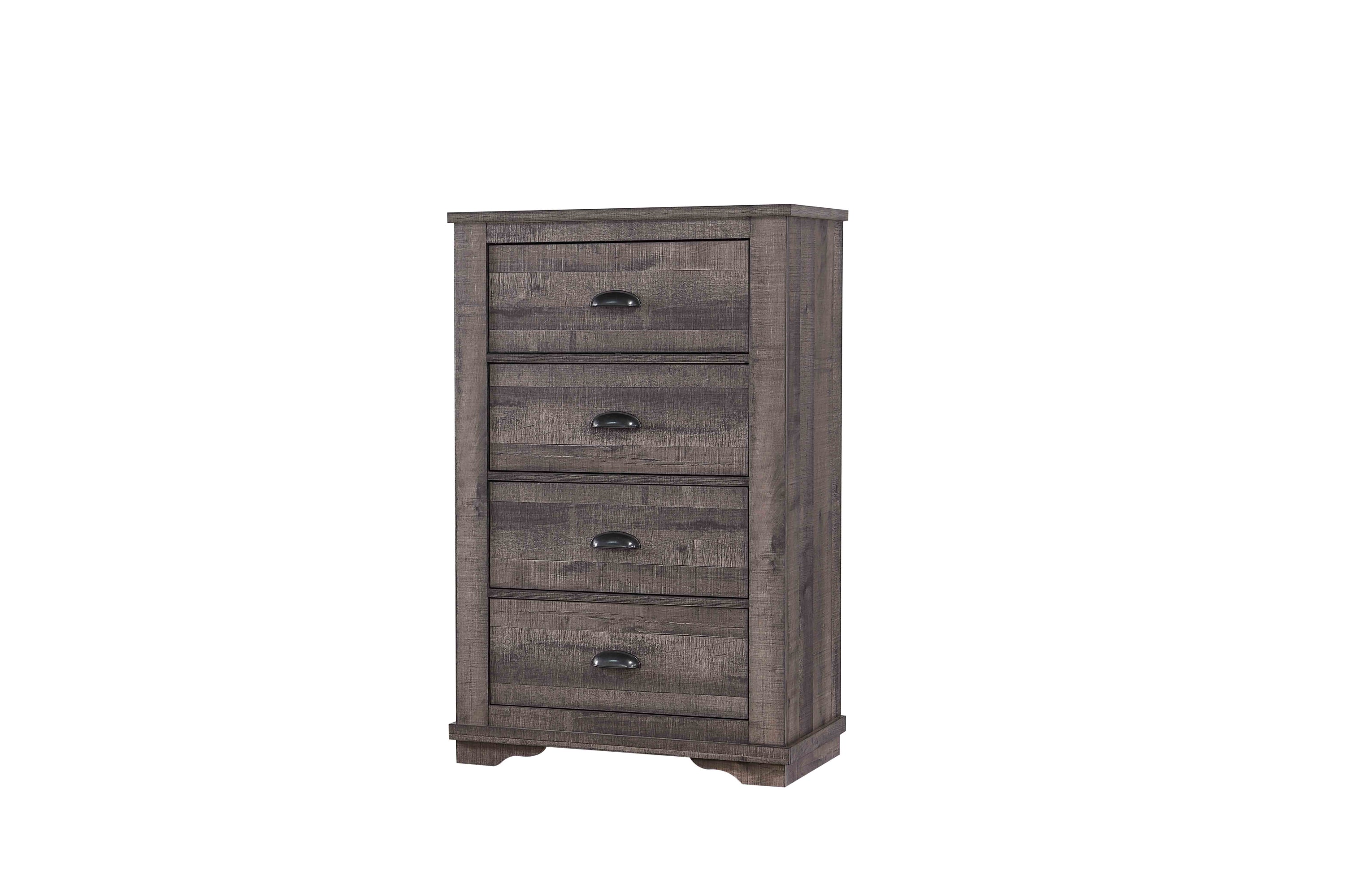 Rustic Gray 4-Drawer Bedside Cabinet - Contemporary Wood Chest