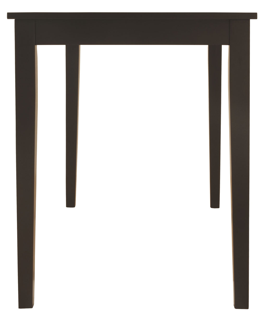Dark brown rectangular dining table with slim straight legs