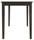 Dark brown rectangular dining table with slim straight legs