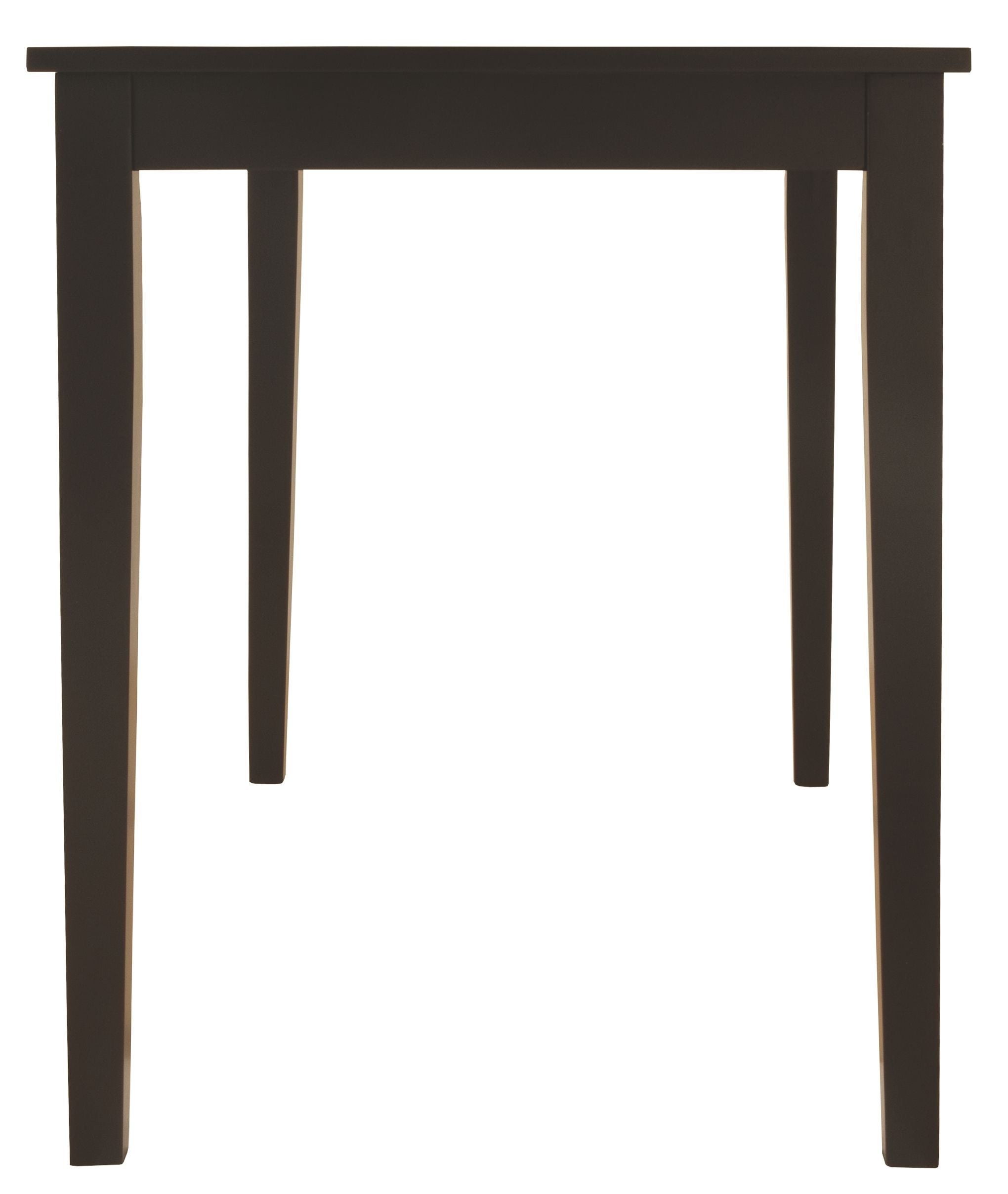 Dark brown rectangular dining table with slim straight legs