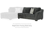 Biddeford Raf sofa sectional piece in dark gray fabric with two back cushions and pillow
