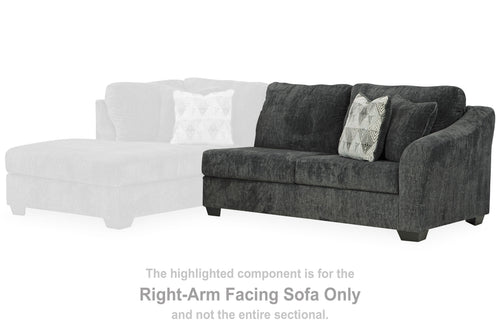 Biddeford Raf sofa sectional piece in dark gray fabric with two back cushions and pillow