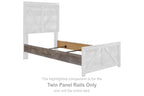 Gray twin panel bed rails with white end panels