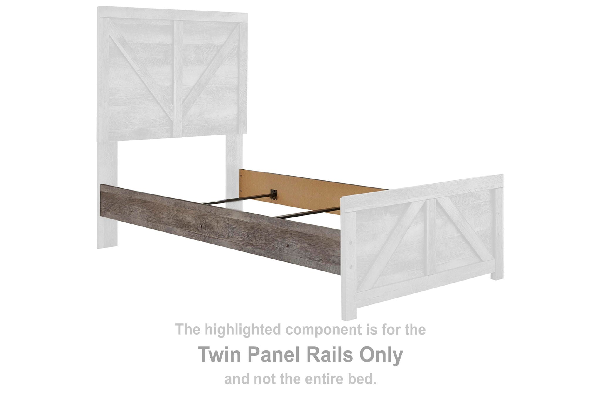 Gray twin panel bed rails with white end panels